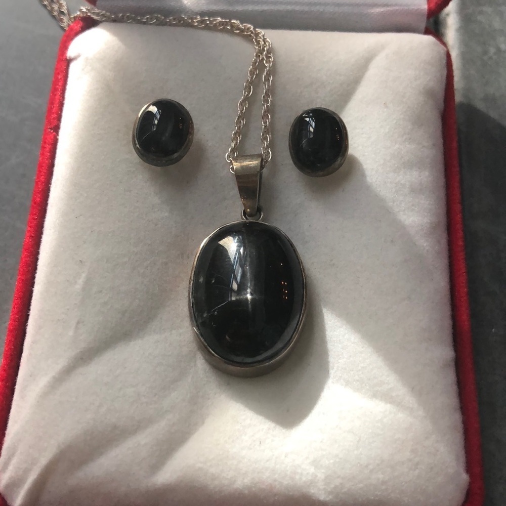 Genuine Onyx Necklace & Earrings